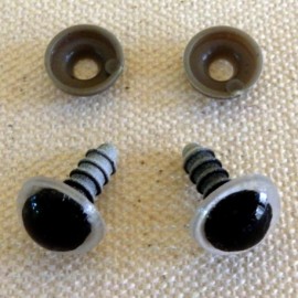 10 olhos de segurança para amigurumis, 12mm - preto e branco